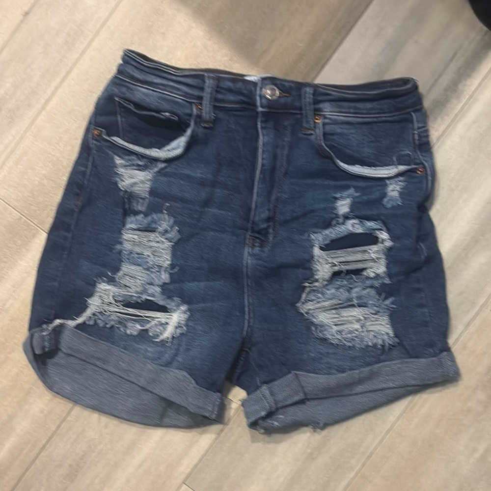 Wax Jean Blue Distressed High-Waisted Jean Shorts